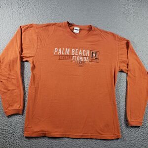 Palm Beach Florida Shirt Men's Large Orange Long Sleeve Perrin Explore Edition